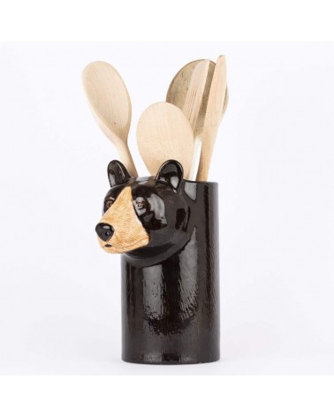 Ours Noir - Pot à ustensiles de cuisine en ceramique Quail Ceramics original suisse