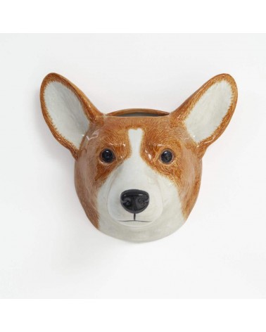 Corgi - Piccolo vaso da parete cane Quail Ceramics vasi eleganti per interni per fiori decorativi design kitatori svizzera