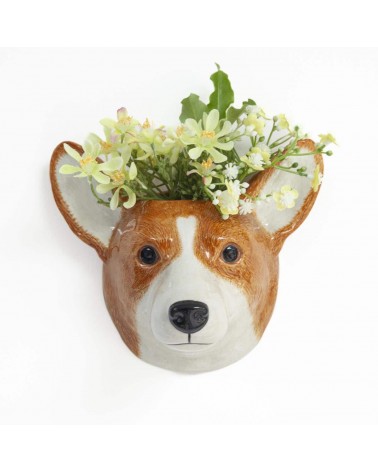 Corgi - Piccolo vaso da parete cane Quail Ceramics vasi eleganti per interni per fiori decorativi design kitatori svizzera