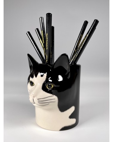 Barney - Animal Pencil pot & Flower pot - Cat Quail Ceramics pretty pen pot holder cutlery toothbrush makeup brush