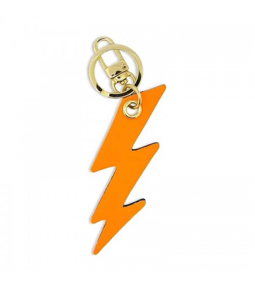 Leather Keyring - Lightning Bolt - Neon orange & black Alkemest original gift idea switzerland