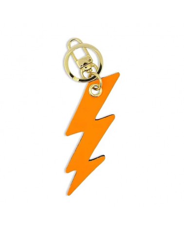 Leather Keyring - Lightning Bolt - Neon orange & black Alkemest original gift idea switzerland