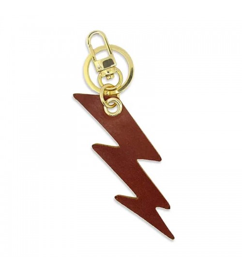 Leather Keyring - Lightning Bolt - Yellow and Brown Alkemest original gift idea switzerland