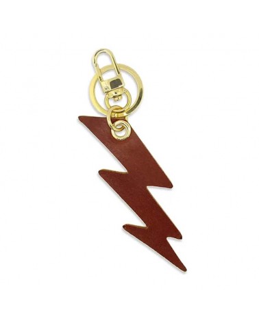 Leather Keyring - Lightning Bolt - Yellow and Brown Alkemest original gift idea switzerland