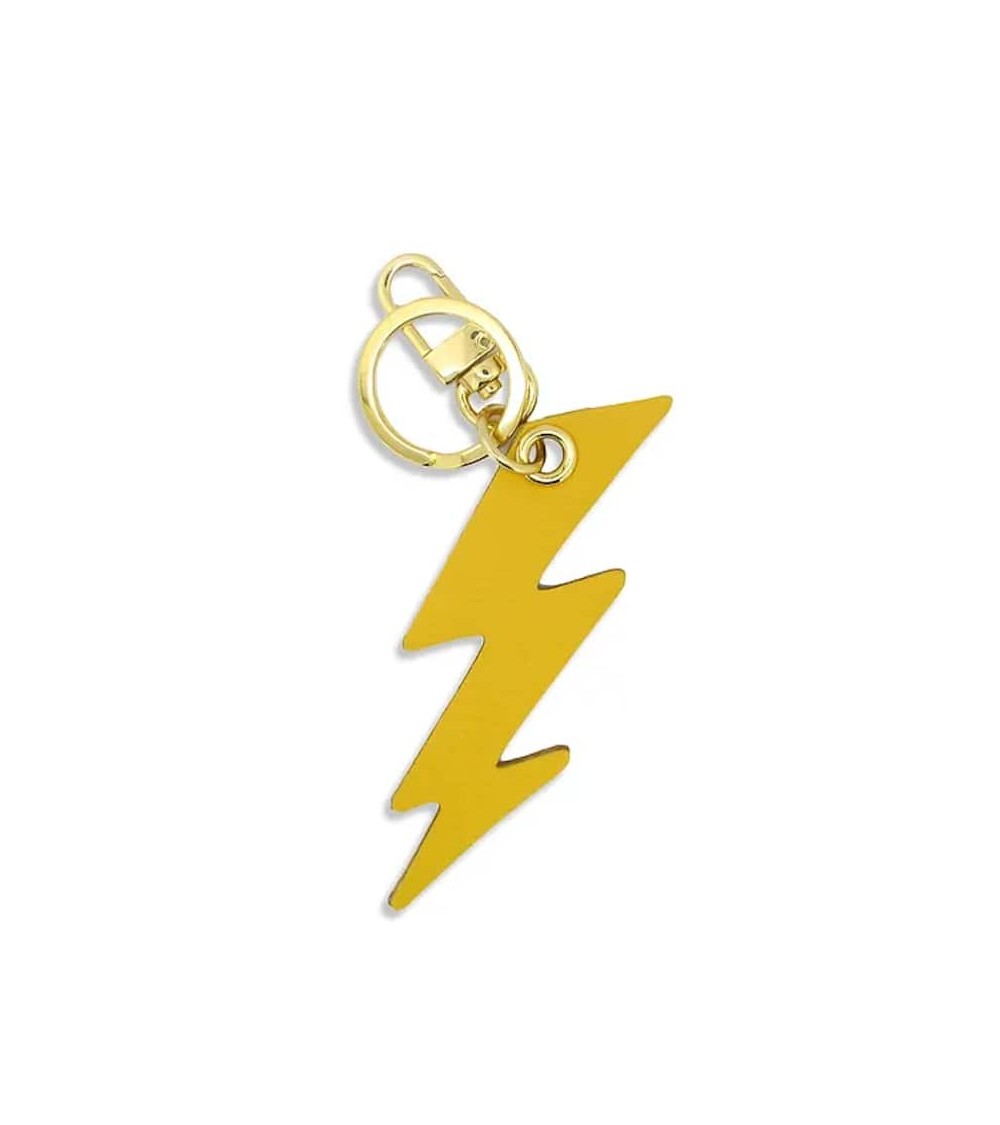 Leather Keyring - Lightning Bolt - Yellow and Brown Alkemest original gift idea switzerland