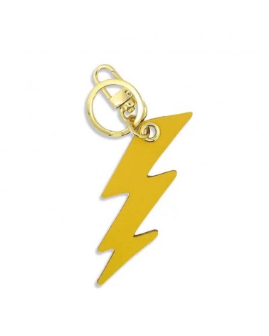 Leather Keyring - Lightning Bolt - Yellow and Brown Alkemest original gift idea switzerland