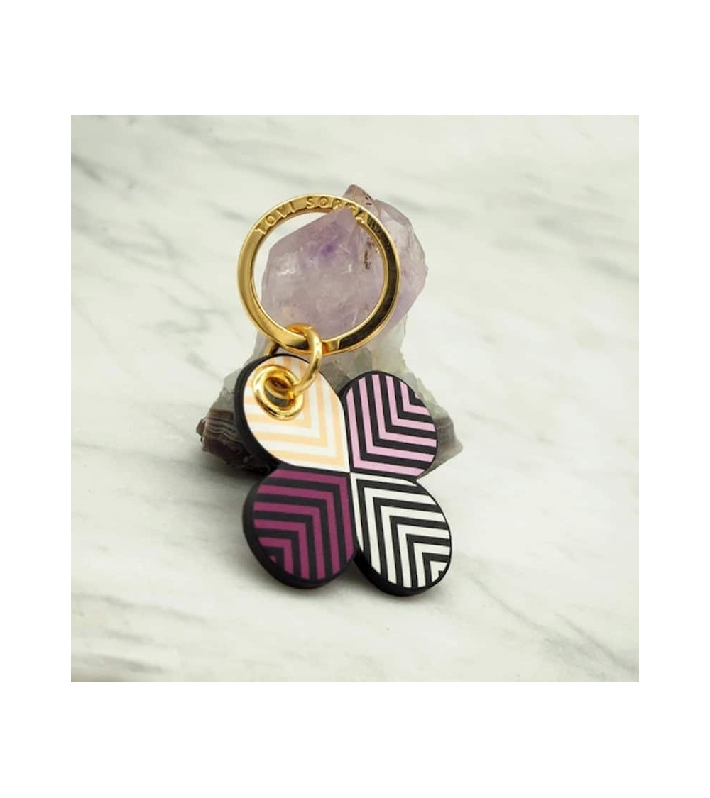 Leather Keyring - Lucky Lilac Clover Alkemest original gift idea switzerland