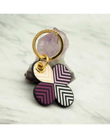 Leather Keyring - Lucky Lilac Clover Alkemest original gift idea switzerland