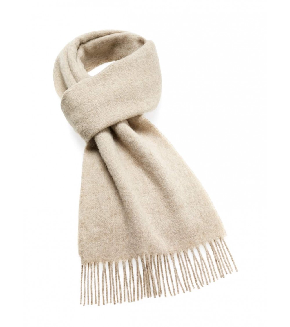 PLAIN Beige - echarpe unie en laine merinos Bronte by Moon luxe pour femme homme Suisse Kitatori