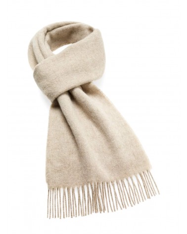 PLAIN Beige - echarpe unie en laine merinos Bronte by Moon luxe pour femme homme Suisse Kitatori