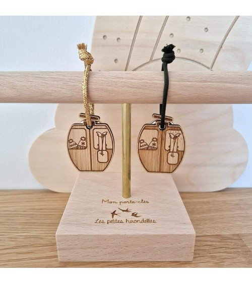 Gondola lift - Wooden key ring, key chain Les Petites Hirondelles original gift idea switzerland