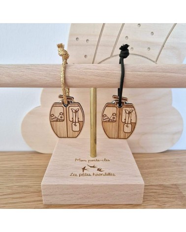 Gondola lift - Wooden key ring, key chain Les Petites Hirondelles original gift idea switzerland