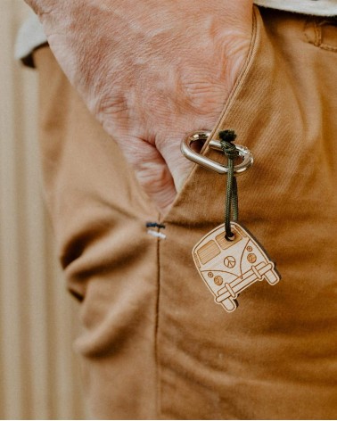 Vintage Bulli - Schlüsselanhänger aus Holz mit karabiner Les Petites Hirondelles geschenkidee schweiz kaufen