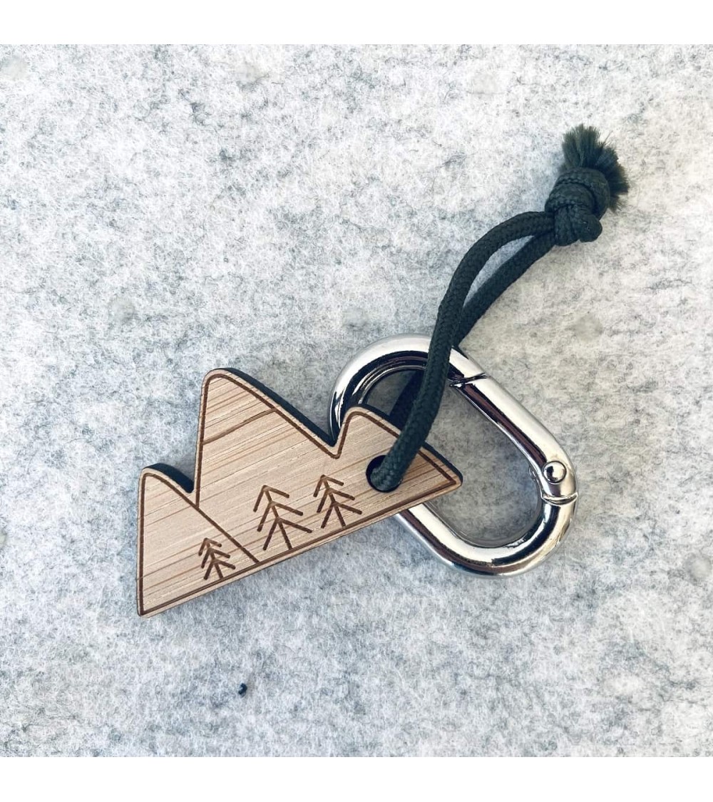 Mountain - Wooden key ring, key chain Les Petites Hirondelles original gift idea switzerland