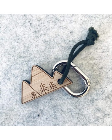 Mountain - Wooden key ring, key chain Les Petites Hirondelles original gift idea switzerland