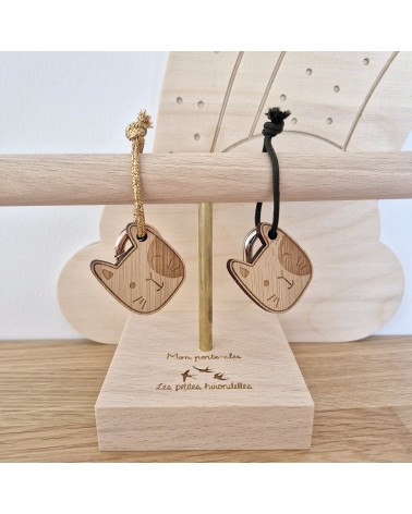 Katze - Schlüsselanhänger aus Holz mit karabiner Les Petites Hirondelles geschenkidee schweiz kaufen