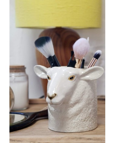Suffolk Schaf mit weißem Gesicht - Stiftehalter & Blumentopf Quail Ceramics schreibtisch büro kinder besteckbehälter make up ...