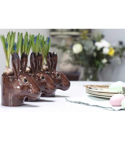 Hare - Animal Pencil pot & Flower pot Quail Ceramics pretty pen pot holder cutlery toothbrush makeup brush