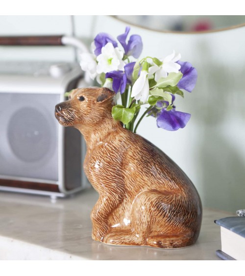 Vase à fleurs - Border Terrier Quail Ceramics design fleur décoratif original kitatori suisse