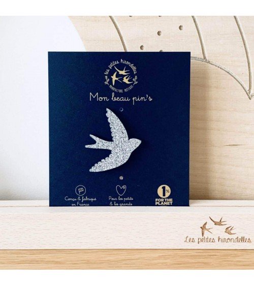 Swallow - Sequined felt pin Les Petites Hirondelles broches and pins hat pin badges collectible