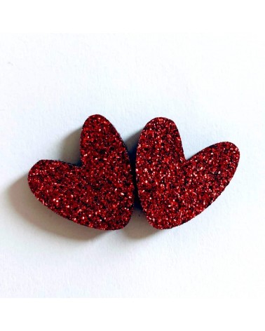 Coeurs à partager - 2 Pin’s en feutrine pailletée - Rouge Les Petites Hirondelles pins rare métal originaux bijoux suisse