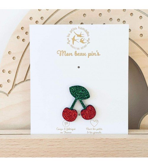 Cherry - Sequined felt pin Les Petites Hirondelles broches and pins hat pin badges collectible