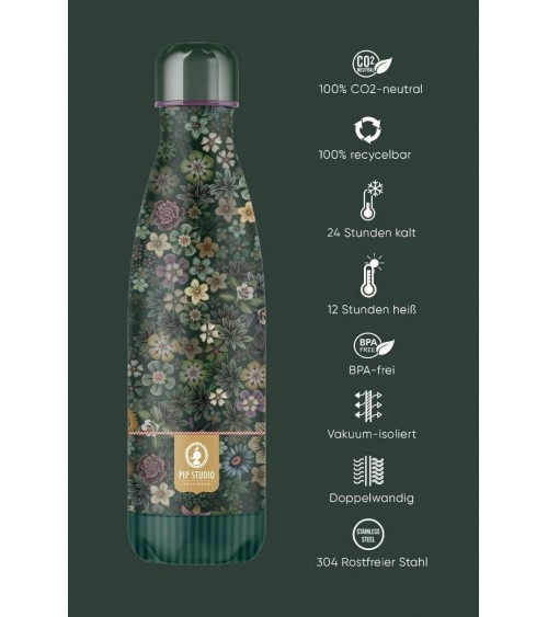 Alle Blumen - Thermo Trinkflasche - Grün IZY Bottles trink thermos flaschen wasserflaschen sport kaufen