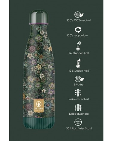 Alle Blumen - Thermo Trinkflasche - Grün IZY Bottles trink thermos flaschen wasserflaschen sport kaufen