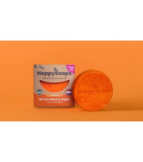 Oil You Need is Argan - Shampoing solide naturel HappySoaps meilleur doux sans bouteille emballage plastique