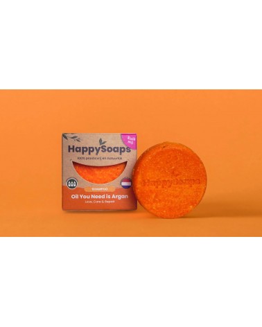 Oil You Need is Argan - Shampoing solide naturel HappySoaps meilleur doux sans bouteille emballage plastique