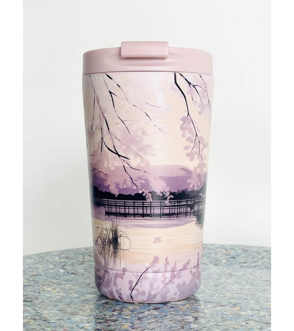 Sunset Lake - Mug Isotherme IZY Bottles gourde sport metal d eau aluminium thé design