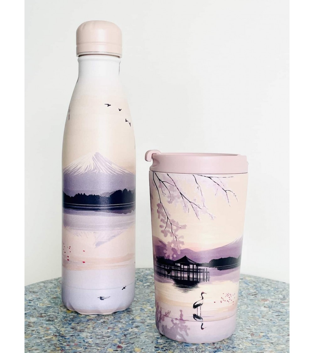 Sunset Lake - Mug Isotherme IZY Bottles gourde sport metal d eau aluminium thé design