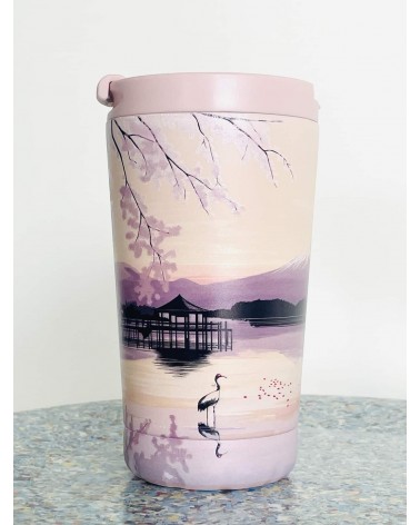 Sunset Lake - Mug Isotherme IZY Bottles gourde sport metal d eau aluminium thé design
