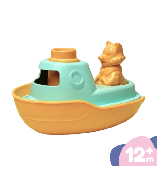 Bateau 2 en 1 - Turquoise et jaune - Jouet pour le bain Le Jouet Simple idée cadeau original suisse