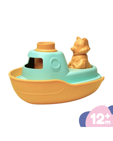 Bateau 2 en 1 - Turquoise et jaune - Jouet pour le bain Le Jouet Simple idée cadeau original suisse