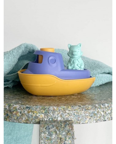 Bateau 2 en 1 - Jaune & Bleu - Jouet pour le bain Le Jouet Simple idée cadeau original suisse