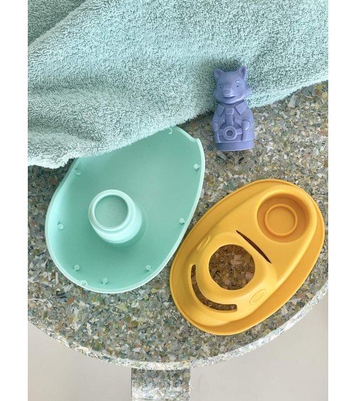 Bateau 2 en 1 - Turquoise et jaune - Jouet pour le bain Le Jouet Simple idée cadeau original suisse