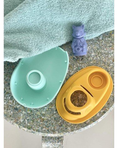 Bateau 2 en 1 - Turquoise et jaune - Jouet pour le bain Le Jouet Simple idée cadeau original suisse