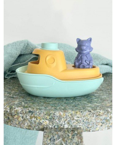 Bateau 2 en 1 - Turquoise et jaune - Jouet pour le bain Le Jouet Simple idée cadeau original suisse