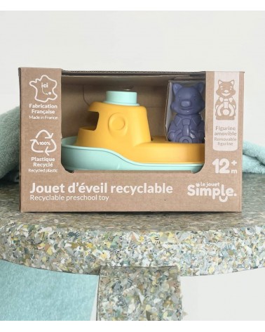 Bateau 2 en 1 - Turquoise et jaune - Jouet pour le bain Le Jouet Simple idée cadeau original suisse