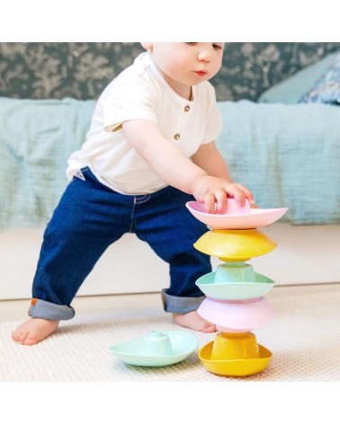 6 multi-coloured stacking boats - Bath toy Le Jouet Simple original gift idea switzerland
