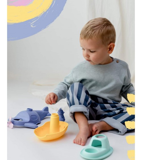 Wasserflugzeug & Boot 2-in-1 - Blau & Gelb - Badespielzeug Le Jouet Simple geschenkidee schweiz kaufen