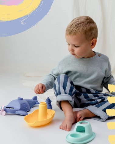 Wasserflugzeug & Boot 2-in-1 - Blau & Gelb - Badespielzeug Le Jouet Simple geschenkidee schweiz kaufen