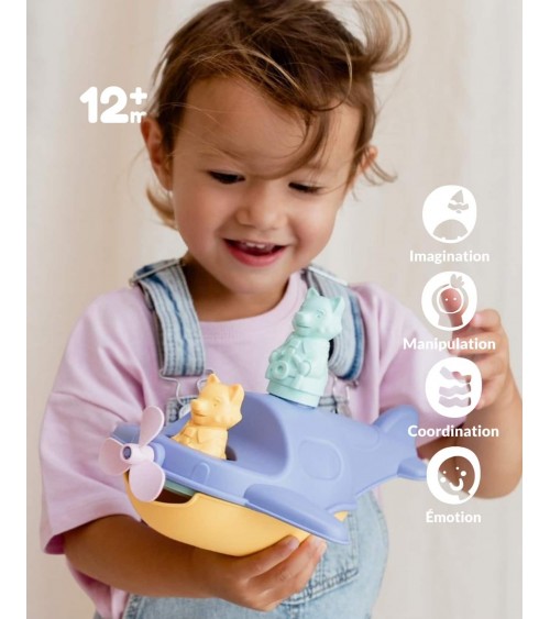 Wasserflugzeug & Boot 2-in-1 - Blau & Gelb - Badespielzeug Le Jouet Simple geschenkidee schweiz kaufen