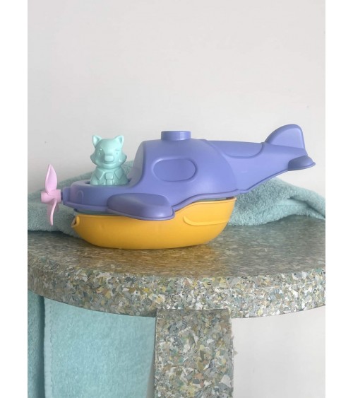 2-in-1 Seaplane & Boat - Blue & Yellow - Bath toy Le Jouet Simple original gift idea switzerland