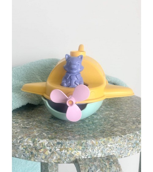 2-in-1 Seaplane & Boat - yellow & turquoise - Bath toy Le Jouet Simple original gift idea switzerland