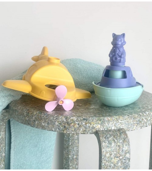 2-in-1 Seaplane & Boat - yellow & turquoise - Bath toy Le Jouet Simple original gift idea switzerland