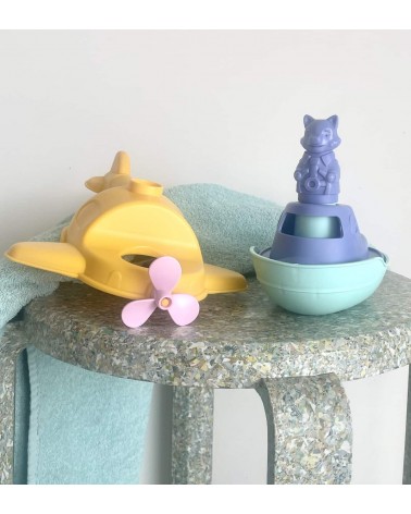 2-in-1 Seaplane & Boat - yellow & turquoise - Bath toy Le Jouet Simple original gift idea switzerland