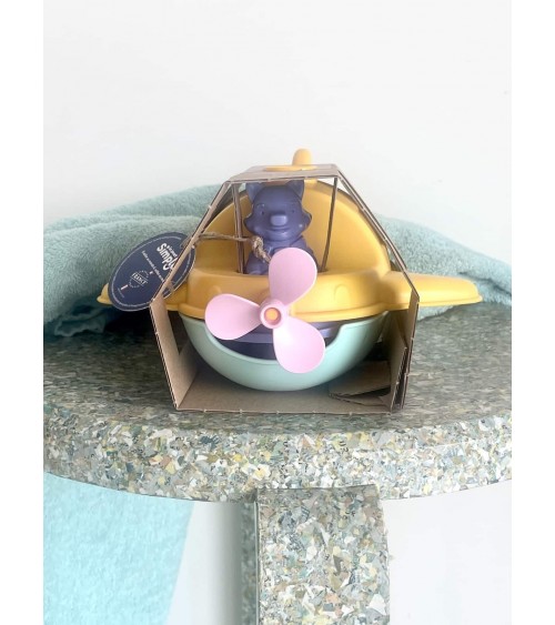 2-in-1 Seaplane & Boat - yellow & turquoise - Bath toy Le Jouet Simple original gift idea switzerland