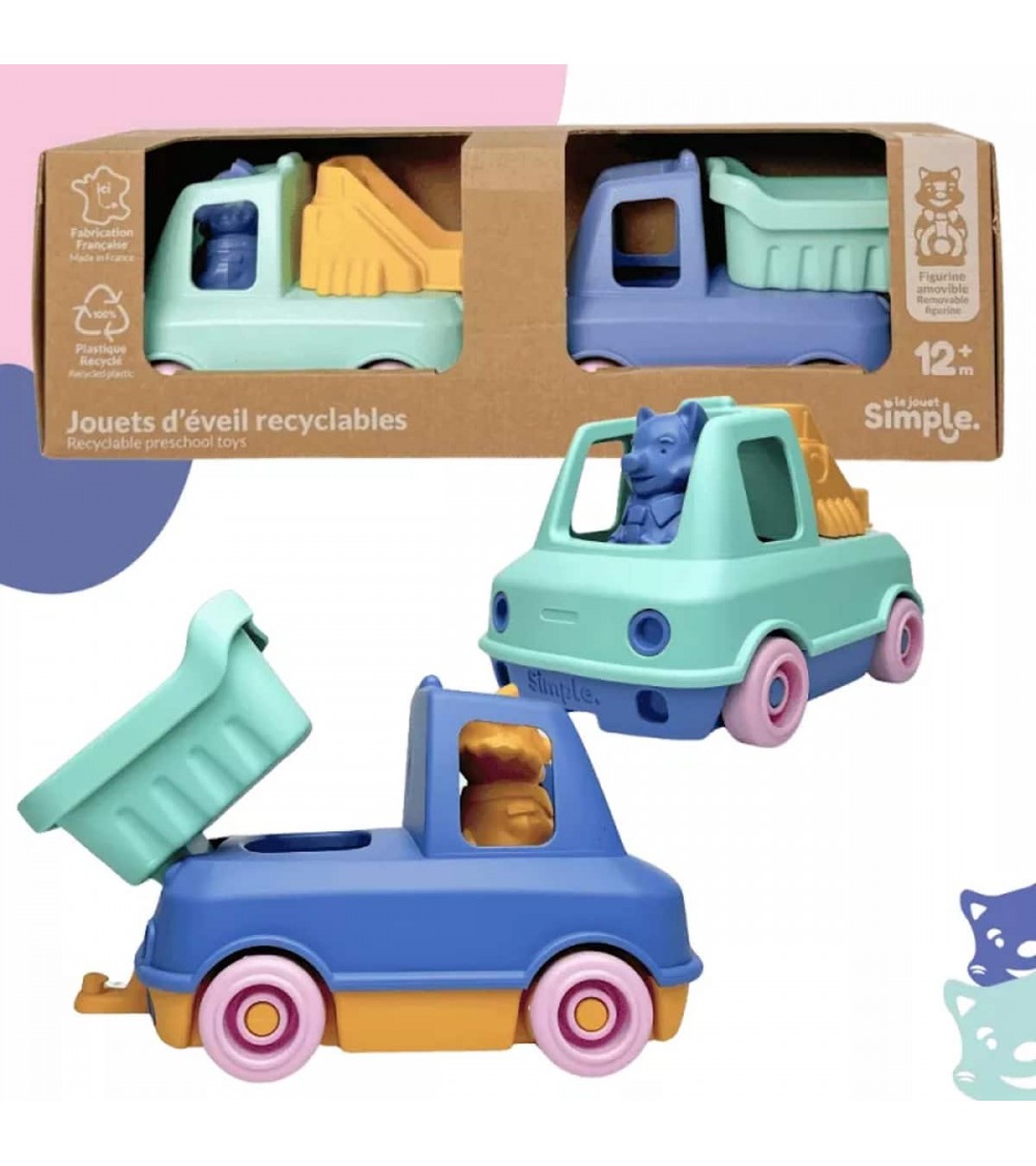 Coffret - Camion de Pompier & Camion Benne Le Jouet Simple idée cadeau original suisse